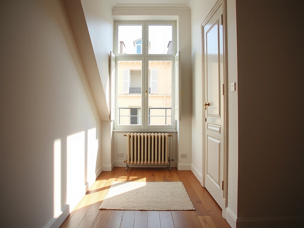 Couloir d'appartement parisien éclairé